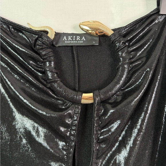 Akira Just A Feeling Slinky Black Jumpsuit Snake Ring Strapless NEW NWT Lg - Picture 3 of 9